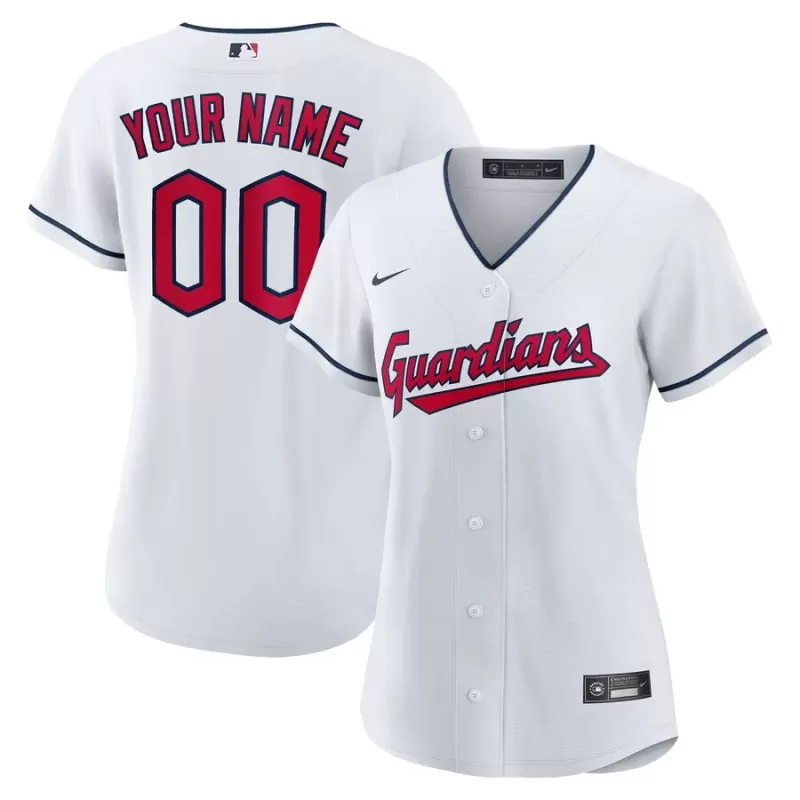 Women's Cleveland Guardians Nike White Replica Custom Jersey Women's Cleveland Guardians Nike White Replica Custom Jersey