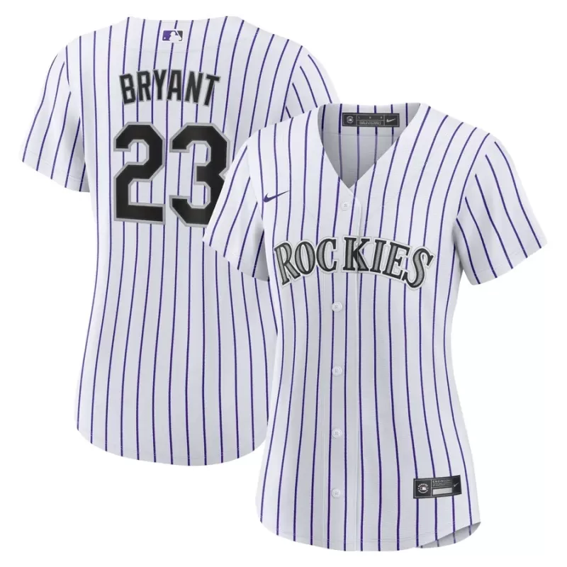 Women's Colorado Rockies Kris Bryant Nike White/Purple Replica Player Jersey Women's Colorado Rockies Kris Bryant Nike White/Purple Replica Player Jersey