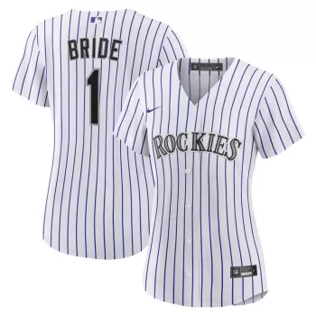 Women's Colorado Rockies Nike White #1 Bride Home Replica Jersey Women's Colorado Rockies Nike White #1 Bride Home Replica Jersey