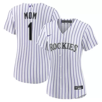 Women's Colorado Rockies Nike White #1 Mom Home Replica Jersey Women's Colorado Rockies Nike White #1 Mom Home Replica Jersey