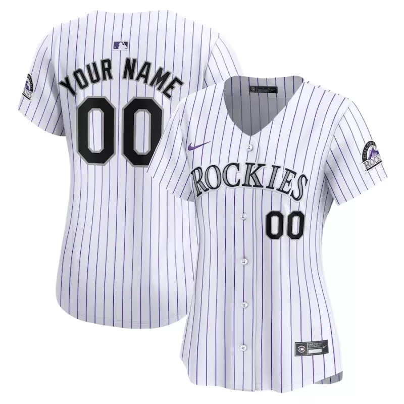Women's Colorado Rockies Nike White Home Limited Custom Jersey Women's Colorado Rockies Nike White Home Limited Custom Jersey
