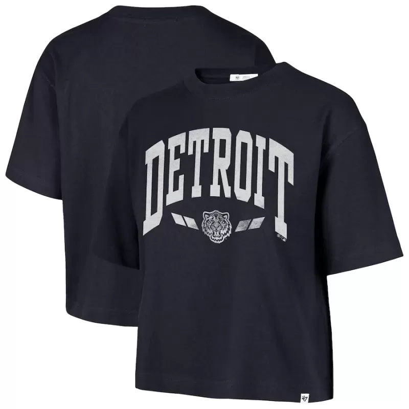 Women's Detroit Tigers '47 Navy City Connect Shale Drop Shoulder Cropped T-Shirt Women's Detroit Tigers '47 Navy City Connect Shale Drop Shoulder Cropped T-Shirt