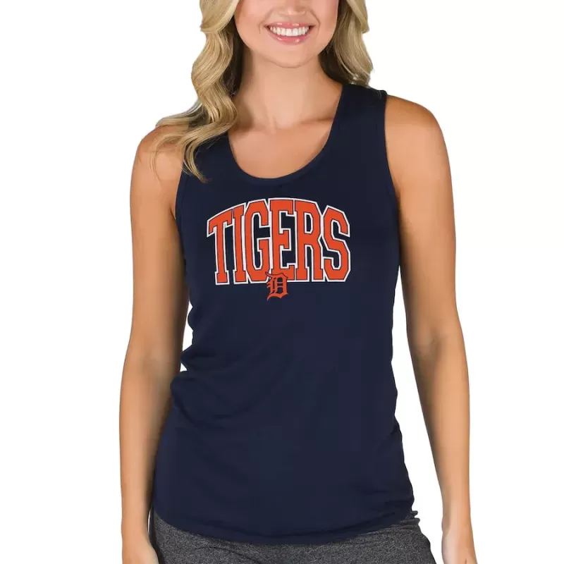Women's Detroit Tigers Concepts Sport Navy Marathon Racerback Tank Top Women's Detroit Tigers Concepts Sport Navy Marathon Racerback Tank Top