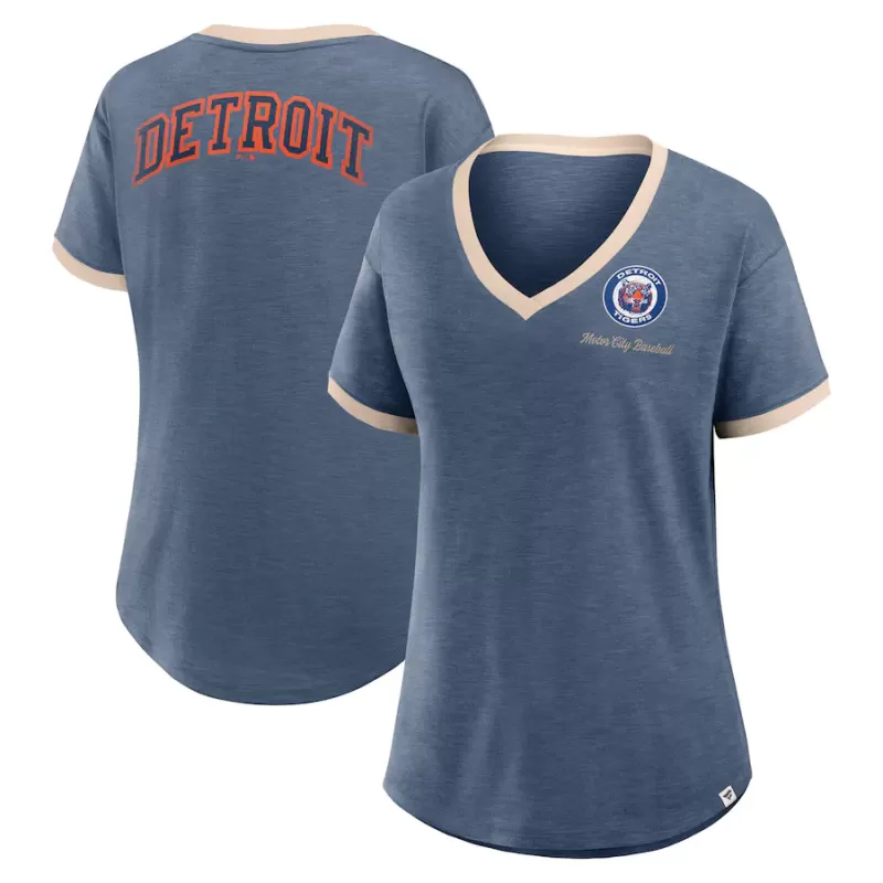 Women's Detroit Tigers Fanatics Navy Binge Worthy Stadium Slub V-Neck T-Shirt Women's Detroit Tigers Fanatics Navy Binge Worthy Stadium Slub V-Neck T-Shirt