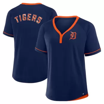 Women's Detroit Tigers Fanatics Navy League Diva Star Raglan V-Neck T-Shirt