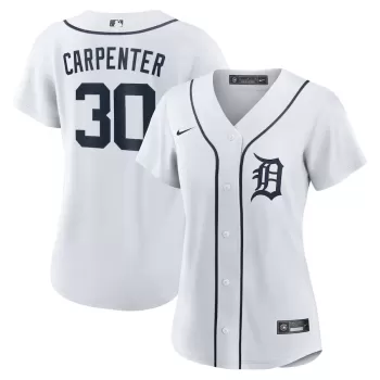 Women's Detroit Tigers Kerry Carpenter Nike White Home Replica Jersey Women's Detroit Tigers Kerry Carpenter Nike White Home Replica Jersey