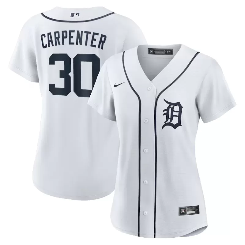 Women's Detroit Tigers Kerry Carpenter Nike White Home Replica Jersey Women's Detroit Tigers Kerry Carpenter Nike White Home Replica Jersey