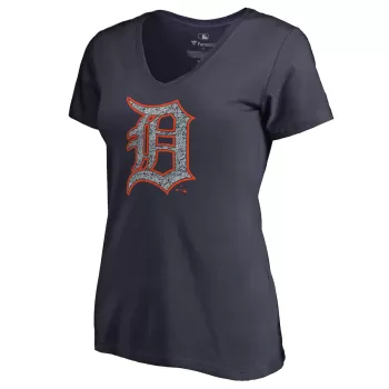 Women's Detroit Tigers Navy Static Logo V-Neck T-Shirt Women's Detroit Tigers Navy Static Logo V-Neck T-Shirt