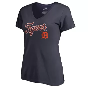 Women's Detroit Tigers Navy Team Lockup T-Shirt Women's Detroit Tigers Navy Team Lockup T-Shirt