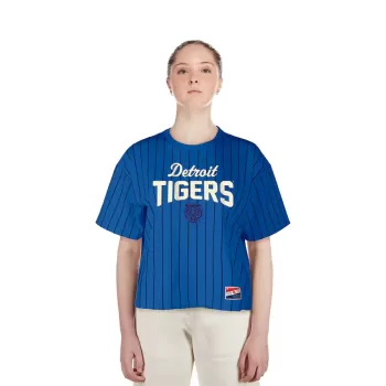 Women's Detroit Tigers New Era Blue City Connect Multiplier Pinstripe Cropped T-Shirt Women's Detroit Tigers New Era Blue City Connect Multiplier Pinstripe Cropped T-Shirt