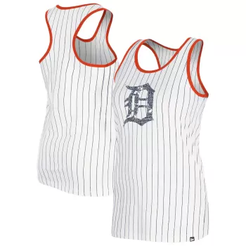 Women's Detroit Tigers New Era White Gameday Pinstripe Tank Top Women's Detroit Tigers New Era White Gameday Pinstripe Tank Top