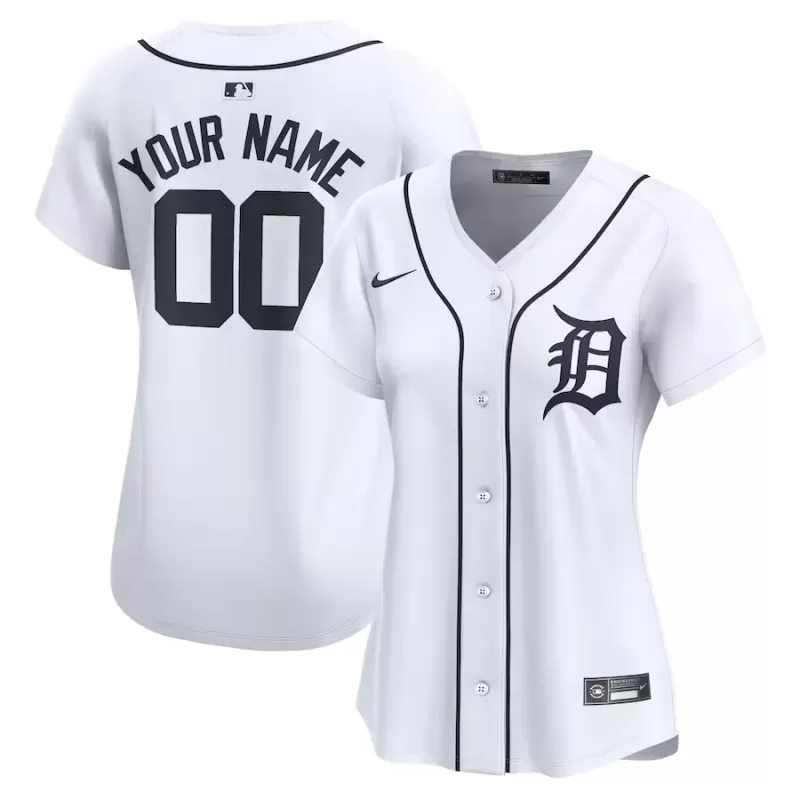 Women's Detroit Tigers Nike White Home Limited Custom Jersey Women's Detroit Tigers Nike White Home Limited Custom Jersey