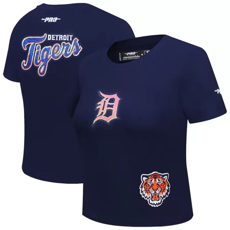 Women's Detroit Tigers Pro Standard Navy Game Day Classics Baby Doll Cropped T-Shirt Women's Detroit Tigers Pro Standard Navy Game Day Classics Baby Doll Cropped T-Shirt
