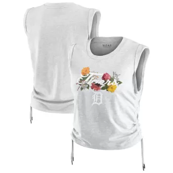 Women's Detroit Tigers WEAR by Erin Andrews Heather Gray Cinched Tank Top Women's Detroit Tigers WEAR by Erin Andrews Heather Gray Cinched Tank Top