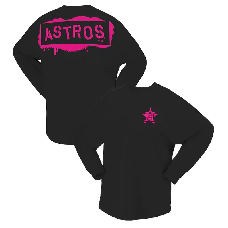 Women's Houston Astros Fanatics Black Neon Jersey Long Sleeve T-Shirt Women's Houston Astros Fanatics Black Neon Jersey Long Sleeve T-Shirt