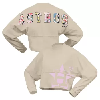 Women's Houston Astros Fanatics Cream Floral Preppy Cropped Long Sleeve T-Shirt Women's Houston Astros Fanatics Cream Floral Preppy Cropped Long Sleeve T-Shirt