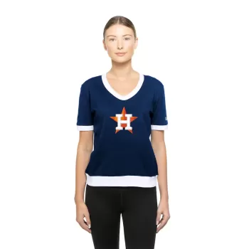 Women's Houston Astros New Era Navy Game Day Rhinestone V-Neck T-Shirt Women's Houston Astros New Era Navy Game Day Rhinestone V-Neck T-Shirt