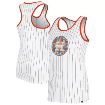 Women's Houston Astros New Era White Gameday Pinstripe Tank Top Women's Houston Astros New Era White Gameday Pinstripe Tank Top