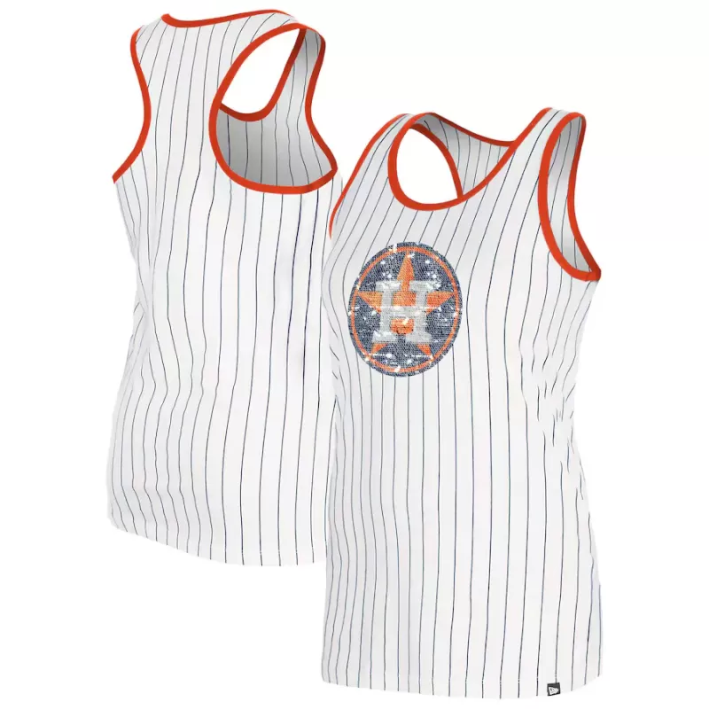 Women's Houston Astros New Era White Gameday Pinstripe Tank Top Women's Houston Astros New Era White Gameday Pinstripe Tank Top
