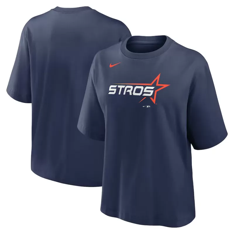 Women's Houston Astros Nike Navy 2025 City Connect Logo Boxy T-Shirt Women's Houston Astros Nike Navy 2025 City Connect Logo Boxy T-Shirt