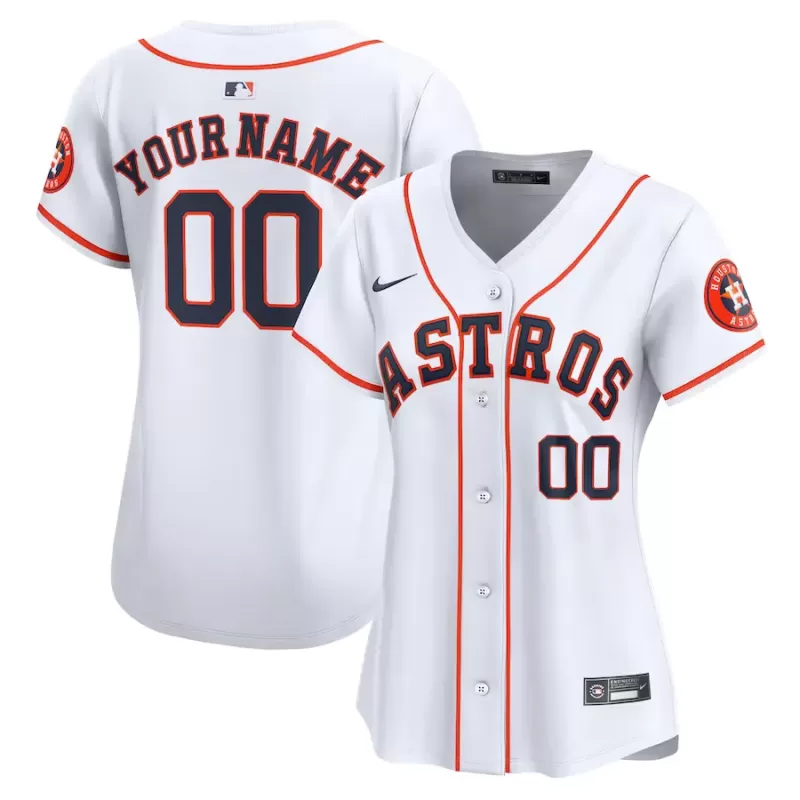Women's Houston Astros Nike White Home Limited Custom Jersey Women's Houston Astros Nike White Home Limited Custom Jersey