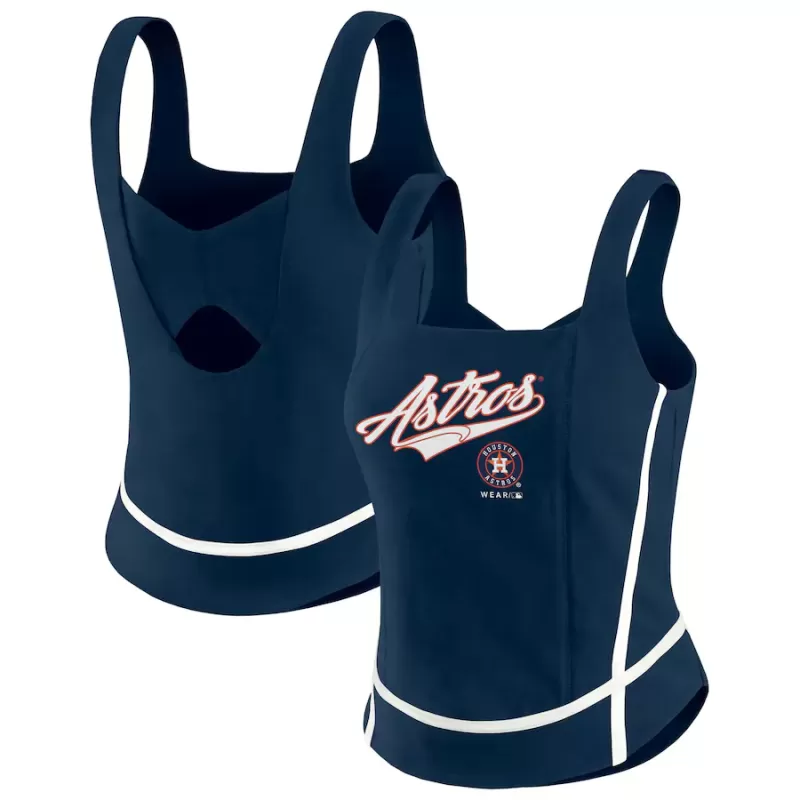 Women's Houston Astros WEAR by Erin Andrews Navy Square Neck Tank Top Women's Houston Astros WEAR by Erin Andrews Navy Square Neck Tank Top