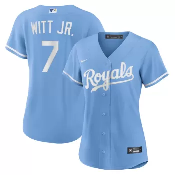 Women's Kansas City Royals Bobby Witt Jr. Nike Light Blue Alternate Replica Player Jersey Women's Kansas City Royals Bobby Witt Jr. Nike Light Blue Alternate Replica Player Jersey