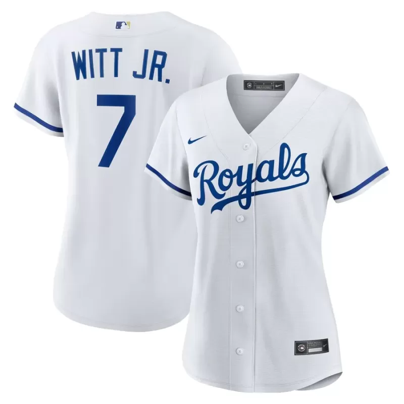 Women's Kansas City Royals Bobby Witt Jr. Nike White Home Replica Player Jersey Women's Kansas City Royals Bobby Witt Jr. Nike White Home Replica Player Jersey