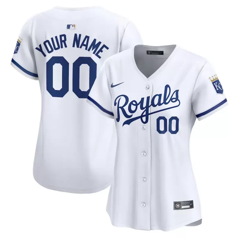 Women's Kansas City Royals Nike White Home Limited Custom Jersey Women's Kansas City Royals Nike White Home Limited Custom Jersey