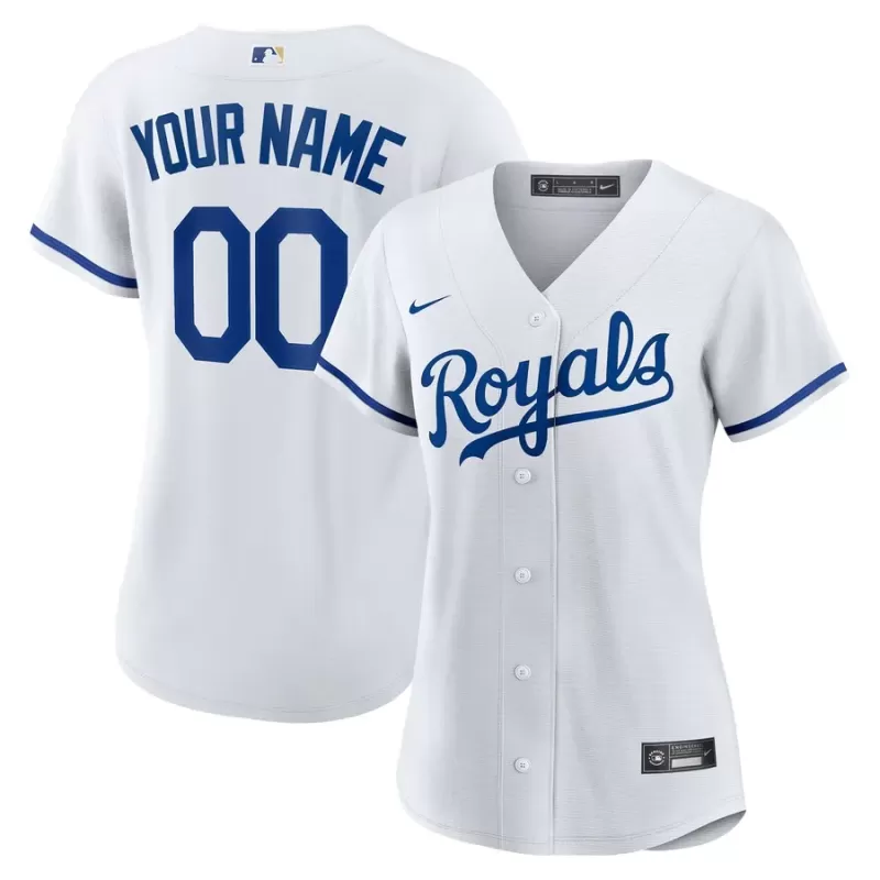 Women's Kansas City Royals Nike White Replica Custom Jersey Women's Kansas City Royals Nike White Replica Custom Jersey