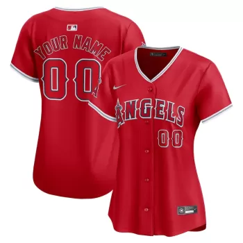 Women's Los Angeles Angels Nike Red Alternate Limited Custom Jersey Women's Los Angeles Angels Nike Red Alternate Limited Custom Jersey
