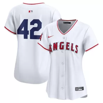 Women's Los Angeles Angels Nike White 2024 Jackie Robinson Day Home Limited Jersey Women's Los Angeles Angels Nike White 2024 Jackie Robinson Day Home Limited Jersey