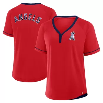 Women's Los Angeles Angels Fanatics Red League Diva Star Raglan V-Neck T-Shirt Women's Los Angeles Angels Fanatics Red League Diva Star Raglan V-Neck T-Shirt
