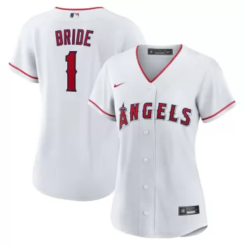 Women's Los Angeles Angels Nike White #1 Bride Home Replica Jersey Women's Los Angeles Angels Nike White #1 Bride Home Replica Jersey