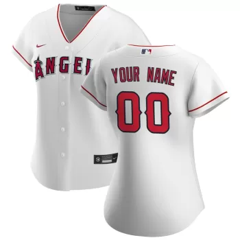 Women's Los Angeles Angels Nike White Home Replica Custom Jersey Women's Los Angeles Angels Nike White Home Replica Custom Jersey