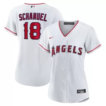 Women's Los Angeles Angels Nolan Schanuel Nike White Home Replica Jersey Women's Los Angeles Angels Nolan Schanuel Nike White Home Replica Jersey