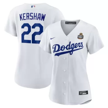 Women's Los Angeles Dodgers Clayton Kershaw Nike White 2024 World Series Home Home Replica Jersey Women's Los Angeles Dodgers Clayton Kershaw Nike White 2024 World Series Home Home Replica Jersey