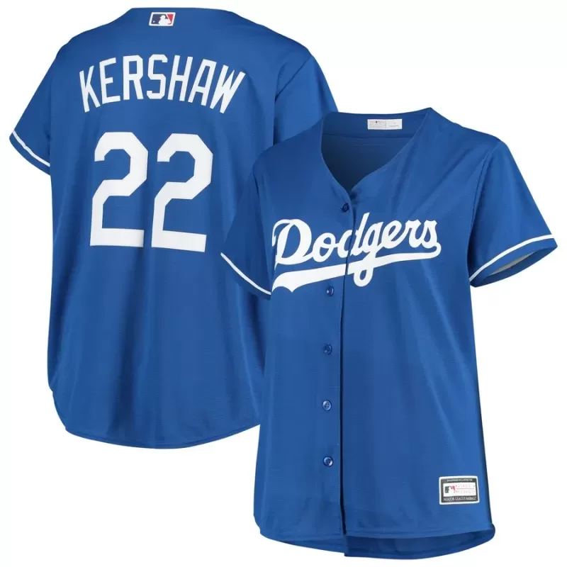 Women's Los Angeles Dodgers Clayton Kershaw Royal Plus Size Replica Player Jersey Women's Los Angeles Dodgers Clayton Kershaw Royal Plus Size Replica Player Jersey