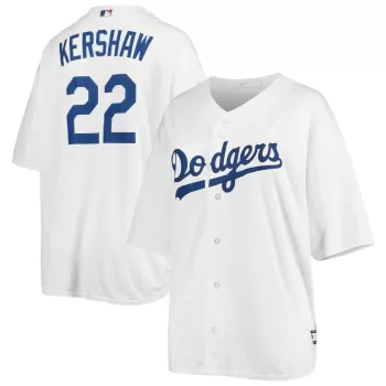 Women's Los Angeles Dodgers Clayton Kershaw White Plus Size Replica Player Jersey Women's Los Angeles Dodgers Clayton Kershaw White Plus Size Replica Player Jersey