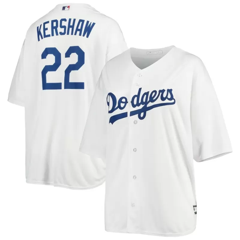 Women's Los Angeles Dodgers Clayton Kershaw White Plus Size Replica Player Jersey Women's Los Angeles Dodgers Clayton Kershaw White Plus Size Replica Player Jersey