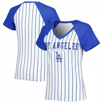 Women's Los Angeles Dodgers Concepts Sport White Reel Pinstripe Top Women's Los Angeles Dodgers Concepts Sport White Reel Pinstripe Top