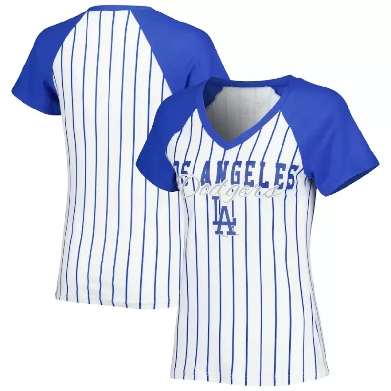 Women's Los Angeles Dodgers Concepts Sport White Reel Pinstripe Top Women's Los Angeles Dodgers Concepts Sport White Reel Pinstripe Top