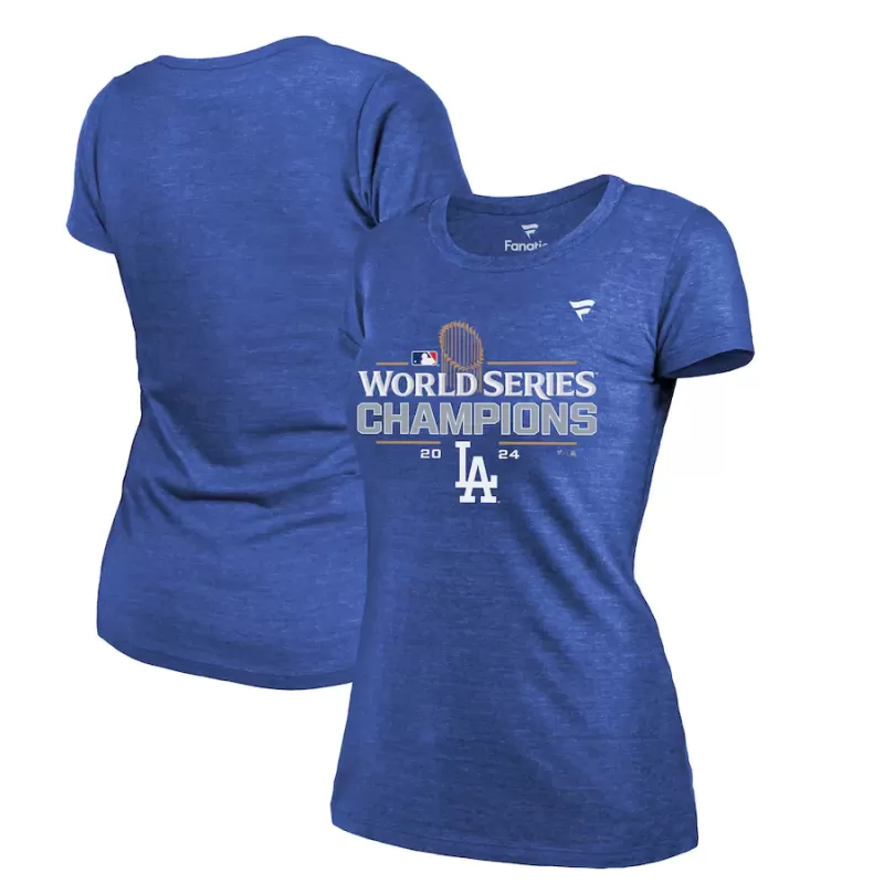 Women's Los Angeles Dodgers Fanatics Royal 2024 World Series Champions Locker Room Tri-Blend T-Shirt Women's Los Angeles Dodgers Fanatics Royal 2024 World Series Champions Locker Room Tri-Blend T-Shirt