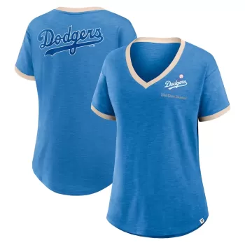 Women's Los Angeles Dodgers Fanatics Royal Binge Worthy Stadium Slub V-Neck T-Shirt Women's Los Angeles Dodgers Fanatics Royal Binge Worthy Stadium Slub V-Neck T-Shirt