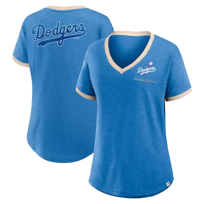 Women's Los Angeles Dodgers Fanatics Royal Binge Worthy Stadium Slub V-Neck T-Shirt Women's Los Angeles Dodgers Fanatics Royal Binge Worthy Stadium Slub V-Neck T-Shirt