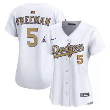 Women's Los Angeles Dodgers Freddie Freeman Nike White 2025 Gold Collection Limited Jersey Women's Los Angeles Dodgers Freddie Freeman Nike White 2025 Gold Collection Limited Jersey