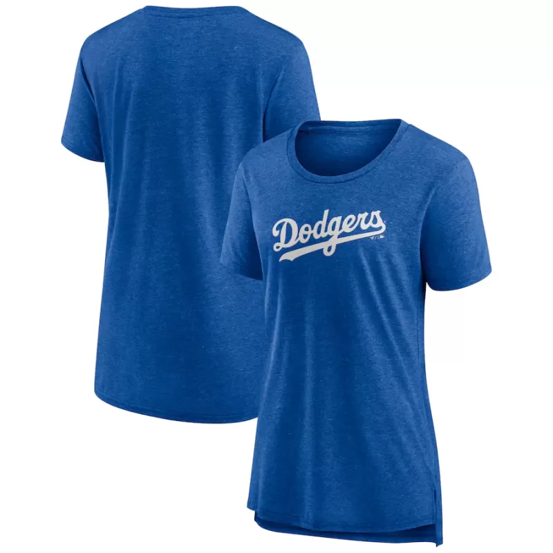 Women's Los Angeles Dodgers Heather Royal Official Wordmark Tri-Blend T-Shirt Women's Los Angeles Dodgers Heather Royal Official Wordmark Tri-Blend T-Shirt