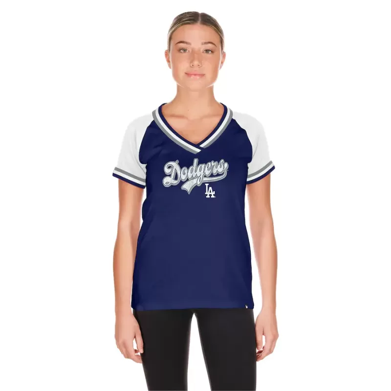 Women's Los Angeles Dodgers New Era Royal Gameday Raglan V-Neck T-Shirt Women's Los Angeles Dodgers New Era Royal Gameday Raglan V-Neck T-Shirt