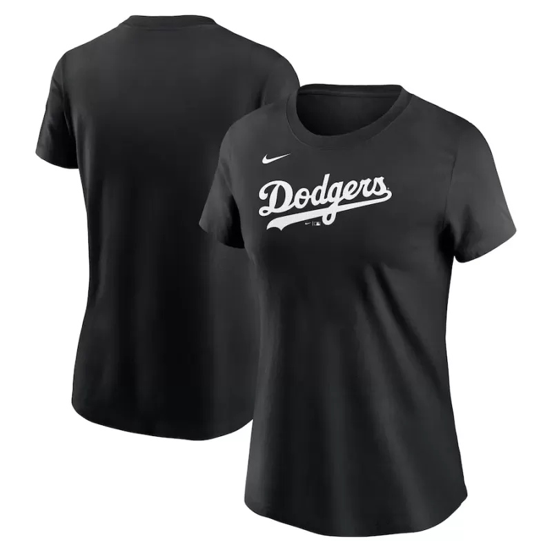 Women's Los Angeles Dodgers Nike Black Fuse Wordmark T-Shirt Women's Los Angeles Dodgers Nike Black Fuse Wordmark T-Shirt
