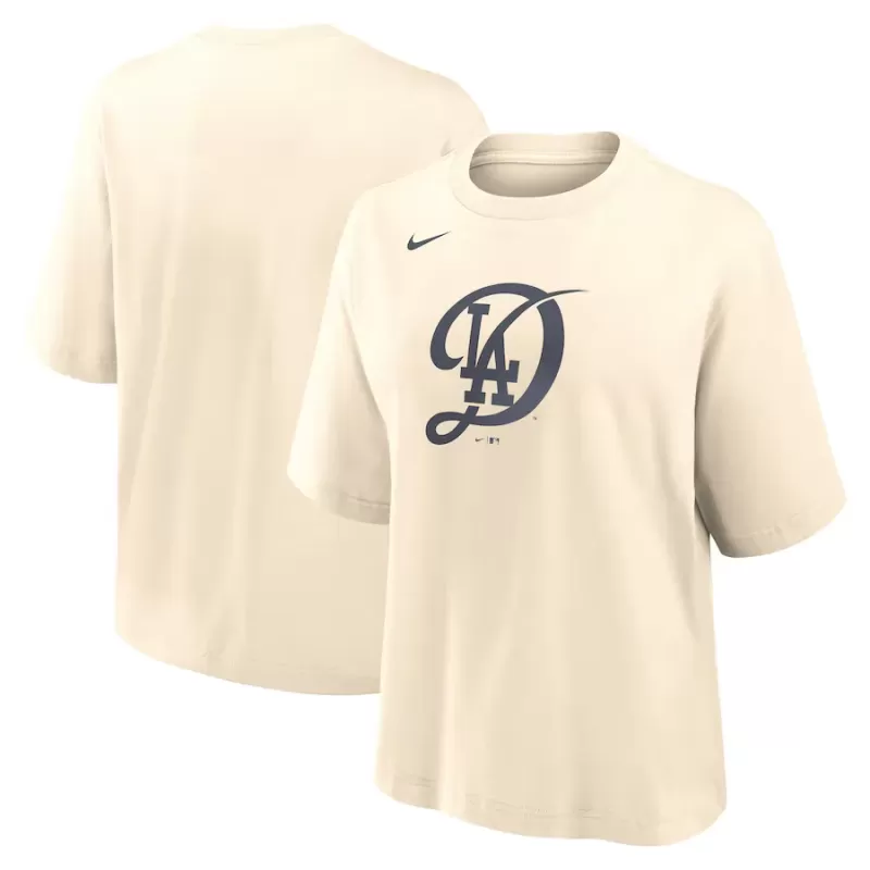 Women's Los Angeles Dodgers Nike Natural City Connect Logo Boxy T-Shirt Women's Los Angeles Dodgers Nike Natural City Connect Logo Boxy T-Shirt